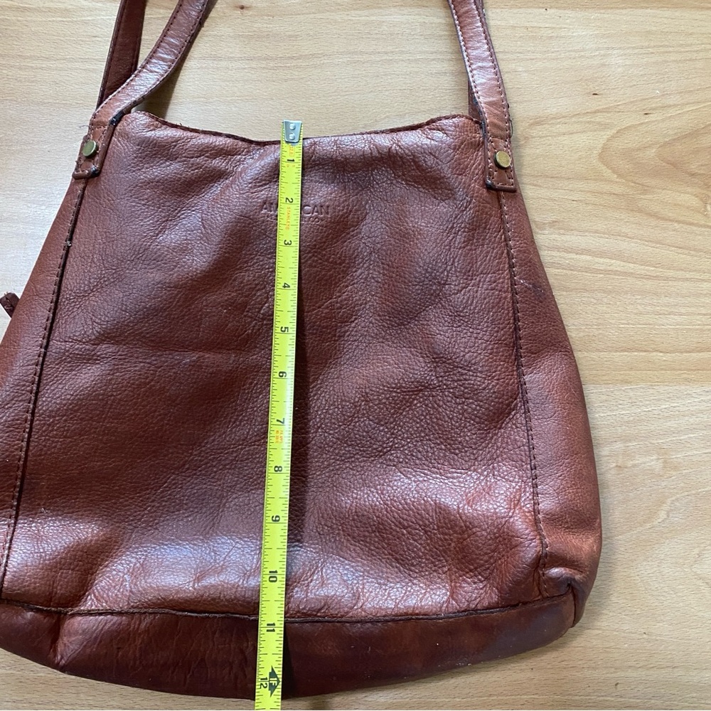 American Leather Co. Cognac Brown Leather Hobo Bag Minimalist Shoulder Purse - Picture 14 of 16